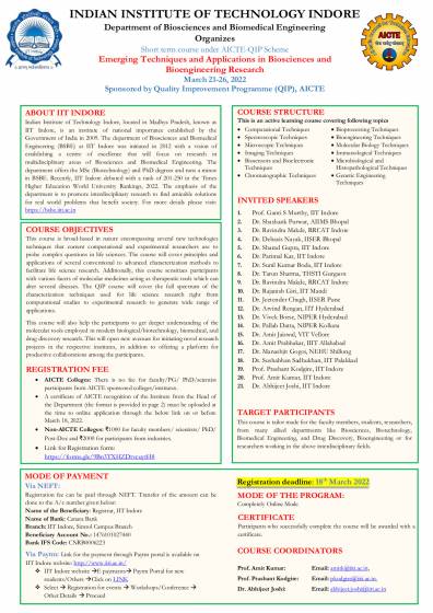 Short term course under AICTE-QIP Scheme