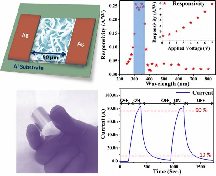 Development of Al doped ZnO Nanowalls Based Flexible, Ultra-low Voltage UV Photodetector